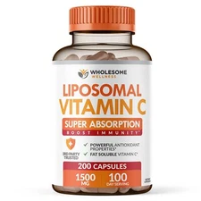 Liposomal Vitamin C Capsules 200 Pills 1500mg Buffered High Absorption VIT C ...