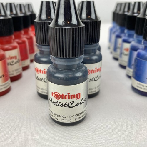 35 Professional ROTRING Artist Color Ink Watercolor Colour 10ml Red Black Blue - Picture 3 of 6