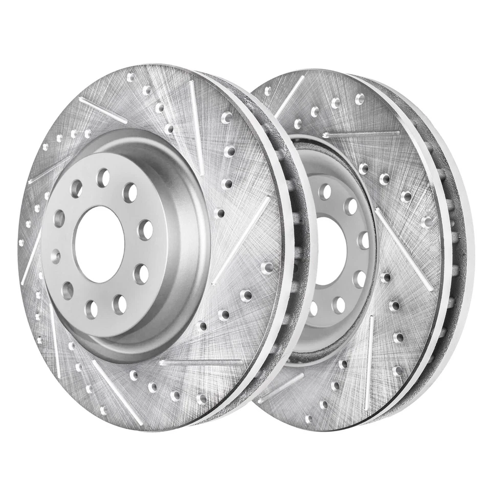 Pair Front Drilled Disc Brake Rotors for Audi A3 Quattro Q3 S3 Volkswagen Arteon - Image 3 of 4