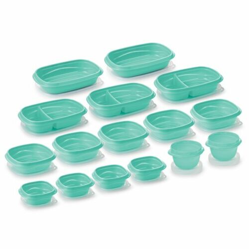 Contenedores de almacenamiento de alimentos Rubbermaid Take Alongs 32 piezas de azulado - Imagen 2 de 4