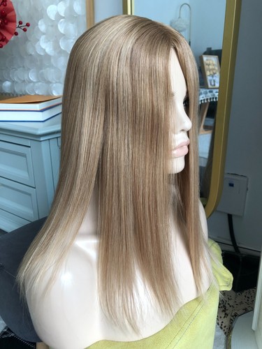 16 inch Honey Blonde 8x8" Silk Base Women Hair Toupee 8/16 - Picture 7 of 11