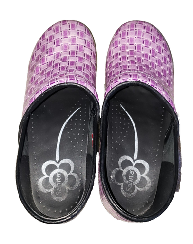 Sanita Purple Basket Weave pattern, Patent Leather Clogs Women's Sz 9.5-10 EU 40 - Picture 8 of 11