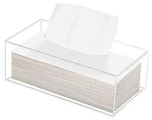 Acrylic Tissue Box Holder Dispenser Tissue Box Cover for Rectangle Clear - Picture 1 of 8