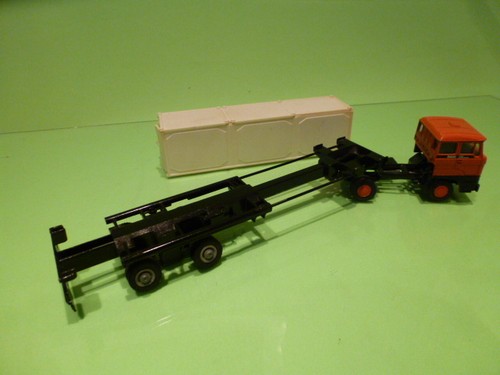 LION CAR 61 DAF 2800 TRUCK CONTAINER TRAILER - ORANGE 1:50 - GOOD CONDITION - V3 - Imagen 4 de 11