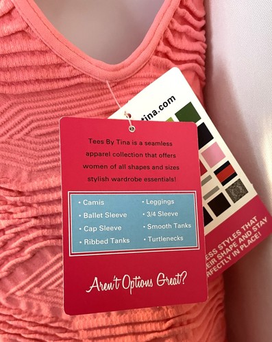 NWT Tees by Tina Super Stretch Lattice Tank Top Coral One Size Fits Most! - Picture 8 of 9
