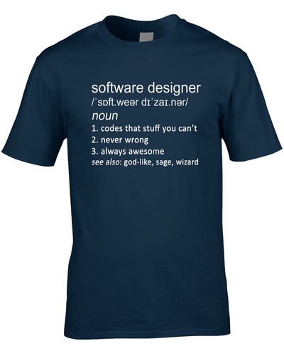Software Designer Definition T-Shirt IT Guy Job Work Coder Coding Gift Mens - Picture 3 of 8