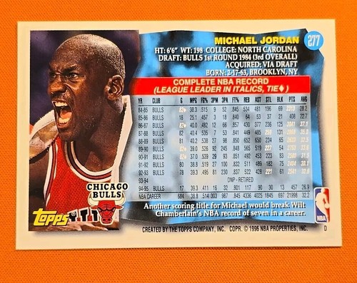 ️ 1996 Topps Michael Jordan #277 Chicago Bulls ️ - Bild 2 von 2