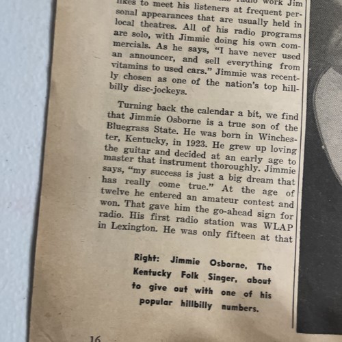 1950 Jimmie Osborne Magazine Print Photo Hillbilly Country Music - Picture 8 of 11