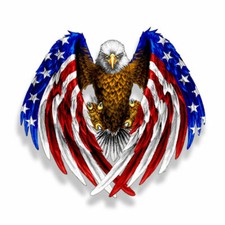 BALD EAGLE AMERICAN FLAG USA MADE STICKER CAR LAPTOP WINDOW DECAL BUMPER 4”wide