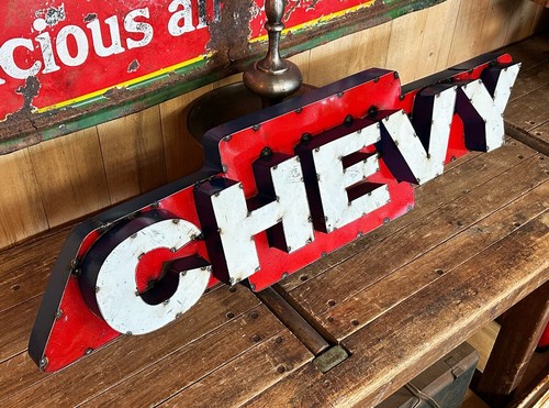 XXL CHEVROLET CHEVY BOWTIE PLACA DE CHAPA PLACA MAN CAVE US DINER USA GARAGE XXL - Imagen 8 de 9