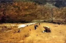Oil painting george inness - along the jersey shore figures by the sea landscape