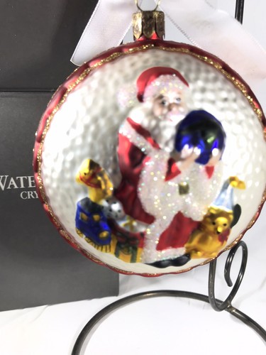 Waterford Hand Blown Glass Christmas Ornament Santa Globe Medallion Boxed EUC 1Z - Picture 3 of 8