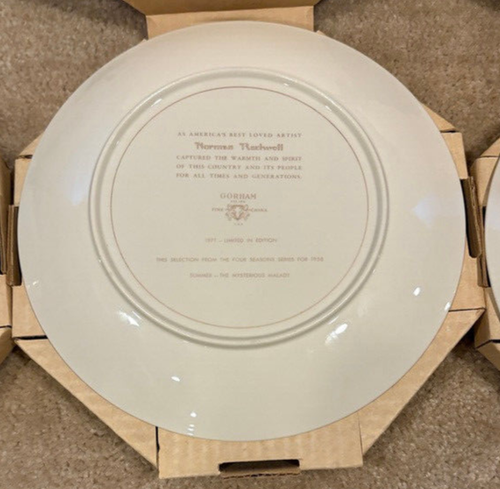 VTG Norman Rockwell Four Seasons Plates 1971 Gorham China w/Boxes & Case Box - Picture 7 of 24