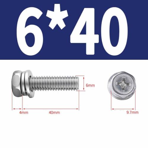 Phillips Hex Head with Washer Screws Hexagon Combination Stainless Steel M3-M10 - Picture 51 of 71