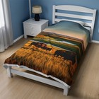Buffalo Prairie River on Horizon Sunset Collection; Velveteen Plush Blanket