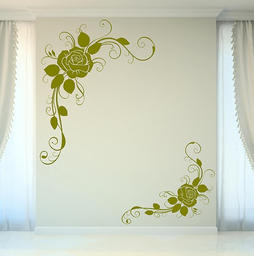 2 ECKE BLUMEN Wandaufkleber Vinyl Wandkunst Aufkleber Blumen WAND STICKER n25 - Picture 7 of 12