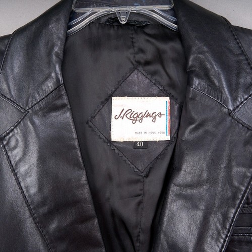 J. Riggings Vintage Black Leather Jacket Mens 40 Blazer Button Coat Fits 38 - Picture 2 of 14