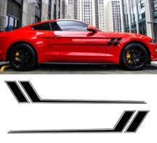 2X Glossy Black Racing Side Door Fender Hockey Stripe Sticker For Ford Mustang