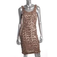 LAUNDRY ~ Gold Sequins Scoop Neck Sheath Party Dress 8 NEW $395