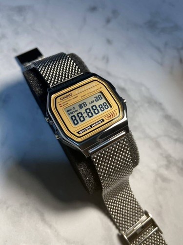 Custom CASIO A158WE GOLD Panel Heritage Style Digital Wrist Watch New no Box - Picture 5 of 10