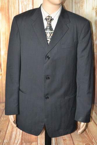 Donna Karan Signature Men Striped Wool Black 3 Button Suit Sz 42L Wst 36x33 - Picture 3 of 21
