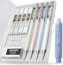 Cute Mechanical Pencil Set, 4PCS 0.5Mm Pastel Drafting Pencils with 4 Tube HB Le
