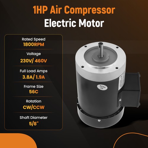 Motor Eléctrico 1HP Trifásico 1800RPM 230V/460V 3.8A/1.9A Eje 5/8" TEFC 60HZ - Imagen 3 de 18