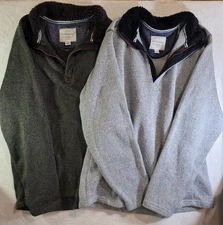 [LOT OF 2] Men's Weatherproof Vintage 1/4 Zip Fleece Pullover Large Gray