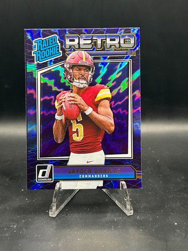 2024 Donruss Jayden Daniels Rated Rookie Retro #11 Blue Shock RC Commanders MT