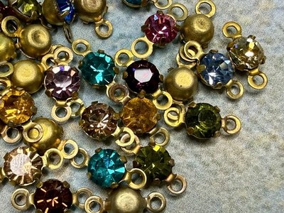 Swarovski - Colorful Assortment Of 4.5mm Bezeled Rhinestones With Two Loops