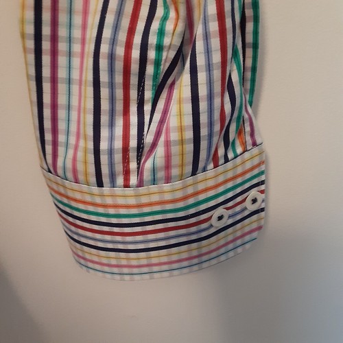 Bugatchi Uomo Button Front Shirt Men's Large Shaped Fit Stripes 100% Cotton - Picture 3 of 6