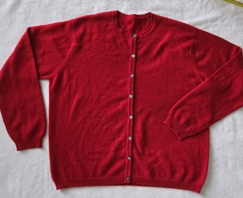 Luxus rote 100% Kaschmir Strickjacke Pullover XL
