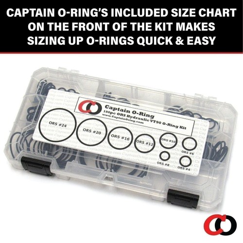 Captain O-Ring ORS/ORFS Kit guarnizione cuscinetto idraulico faccia piatta (180 pz, Viton 90) - Foto 3 di 6