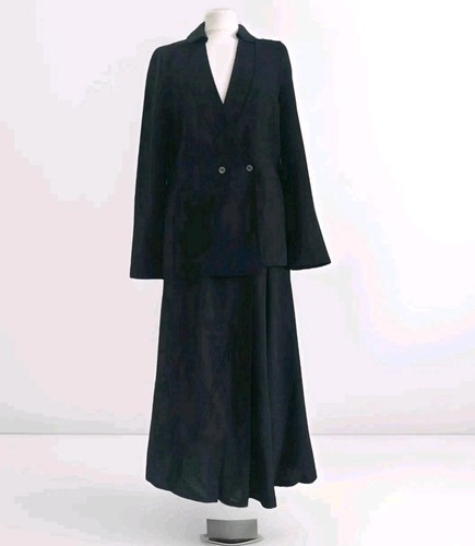 Vtg 70s Pauline Wynne Jones inspired 1940s Black Jacket Skirt Suit UK10-12 - Picture 1 of 15