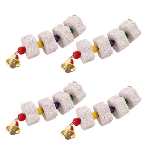 4pcs Parrot Chewing Toys Pumice Stone Beak Grinding With Colorful Beads