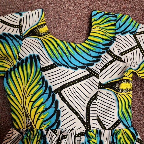 Handmade Girls Sz. 6-7 Ankara print African Party Dress Long Sleeve Knee length - Picture 3 of 9