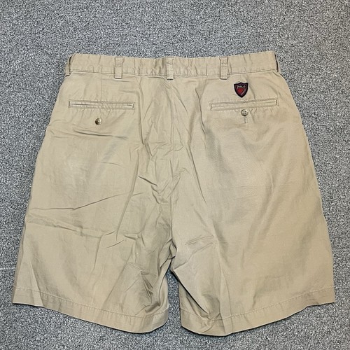Pantalones cortos de golf polo vintage para hombre talla 34 chinos tostados caqui plisados al aire libre - Imagen 8 de 8