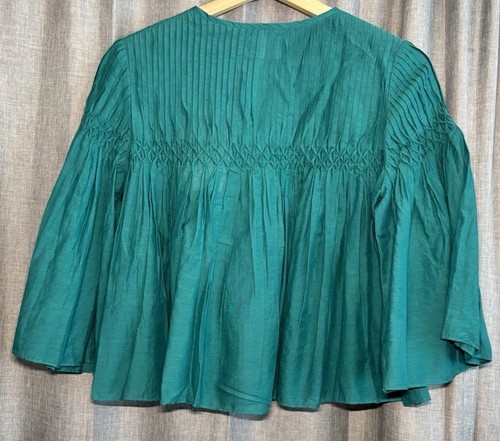 Blusa ISABEL MARANT ETOILE Verde Axeliana Camisa Blusa Túnica Top Talla 2 - Imagen 2 de 22