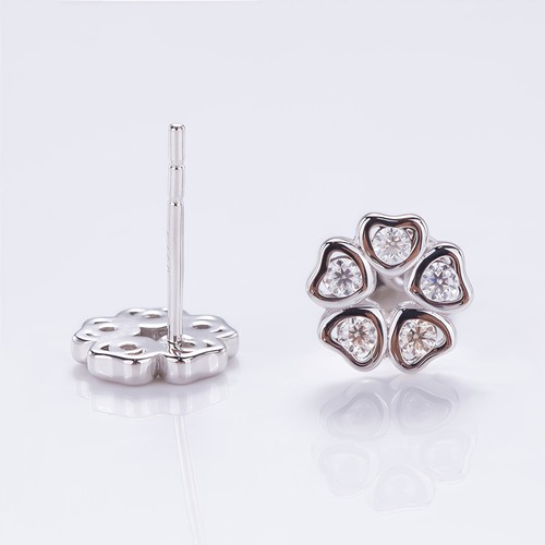 Hot Sale Moissanite Flower Pure Earrings 925 Silver Women's Luxury High Earring - Picture 21 of 23