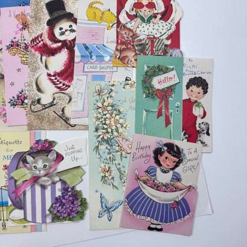 Vintage 1950s 60s Lot 43 Christmas Birthday Get Well Greeting Cards Used Nice! - Picture 13 of 13