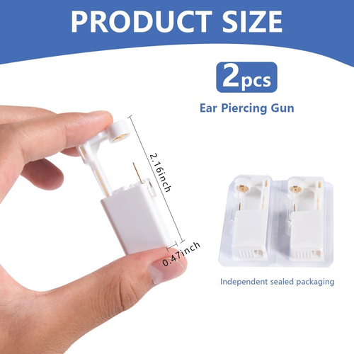 Set Piercing Oreja 2er Pack Desechable Con Pendiente Dorado Seguro - Bild 2 von 12