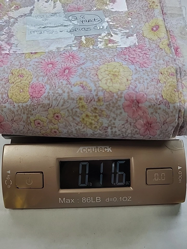 Manes Fabrics Yellow Pink Floral Calico Cotton Sewing Quilt Fabric 2.8yds X 45" - Image 2 of 4