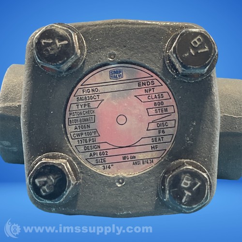 SMP SM830CT Forged Steel Piston Check Valve FNIP - Picture 4 of 5