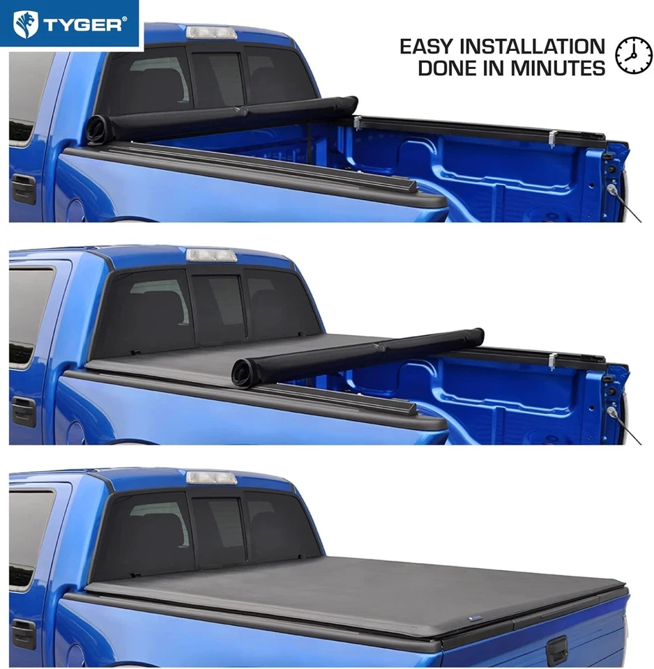 Cubierta Tonneau suave enrollable para caja de camioneta T1 compatible con Nissan Tita 2017-2024... Foto 4 de 4