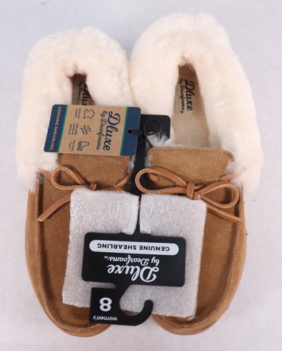 Dluxe by Dearfoams echte Lammfell Hausschuhe Kastanie Größe 8 Neu