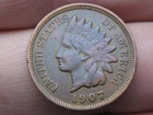 1907 Indian Head Cent, Partial LIBERTY, Fine/VF Details, Toned, Diamond