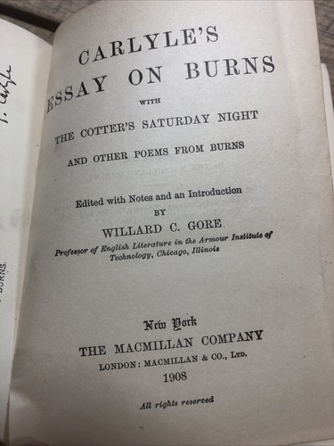 1933 "Carlyle's Essay On Burns" Pocket Classis By The MacMillan Company - Picture 5 of 9