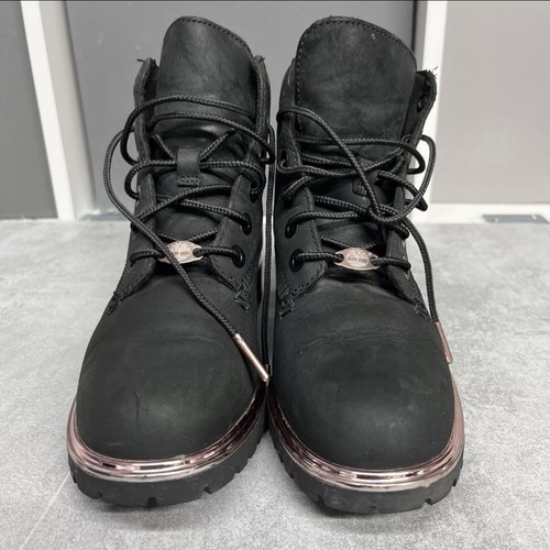 Timberland Ankle Boots 6 Inch Black Rose Gold. UK 3.5 Nubuck Suede Premium Lace - Picture 3 of 10