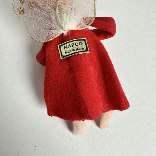 Vintage NAPCO Red Elf Pixie Angel Christmas Ornament Tulle Wing Flute Horn Japan - Picture 6 of 7