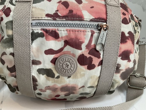 Kipling Medium Size Grey Pink Mixed Print Crossbody Hand Bag Removable Strap - Picture 14 of 14